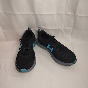 Under Armour Charged Assert Black Blue Surf 4215127555 Size 12 GUC
